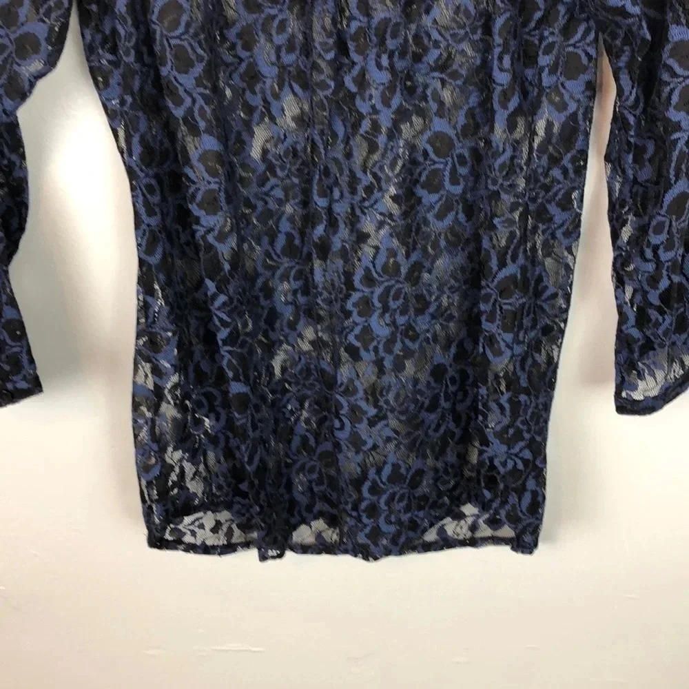 Ann Taylor Loft Women’s XS Lace Knit‎ Ruffle Neckline Quarter Sleeve Blouse